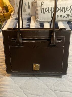 Dooney & Bourke Janine Taupe leather satchel! Brown! Excellent condition!